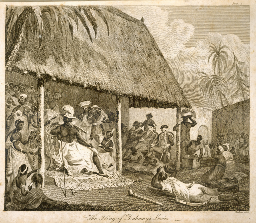 The King of Dahomey's Levee, plate 1 from 'The History of Dahomey' by Archibald Dalzel, engraved by Francis Chesham (1749-1806) pub. 1793 (engraving) (see 89088 for detail)