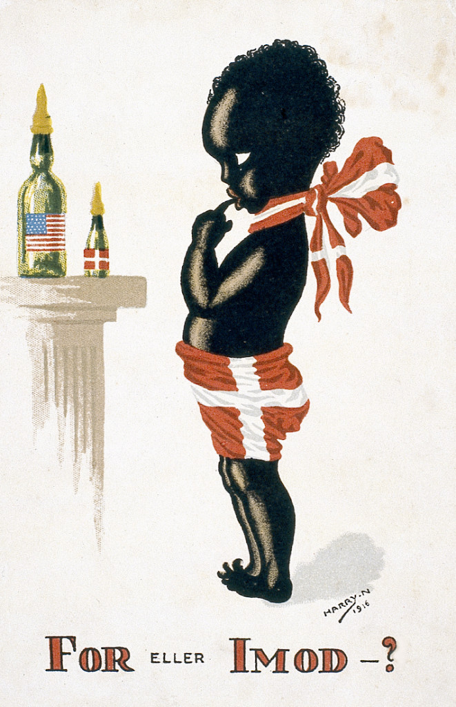Farvetryk fra afstemningen i 1916 om salget af Dansk Vestindien. Størrelse: 9 x 13,8 cm. *** Local Caption *** Kolonier, Dansk Vestindien, overdragelsen