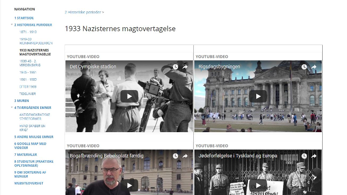 Foto: udklip fra HistorieLabs Google Site "Berlinhistorie", der kan bruges som inspiration og skabelon for elevers egne sider