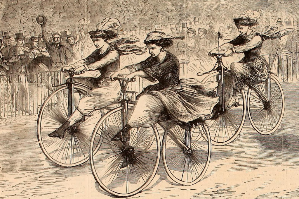 Velocipede kvinde-race i 1868.